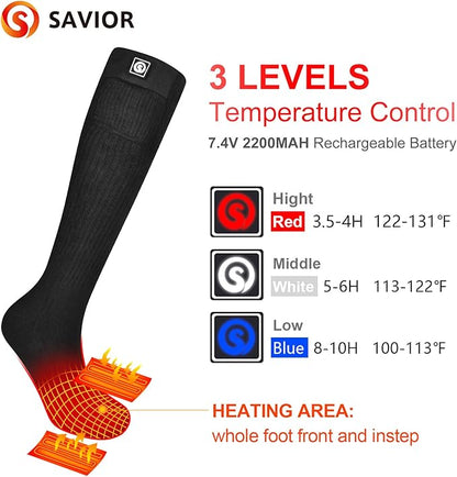 Heated Socks, Battery Rechargeable Electric Heating Socks, Thermal Warm Socks for Men Women Hiking Camping Winter Footwarmers