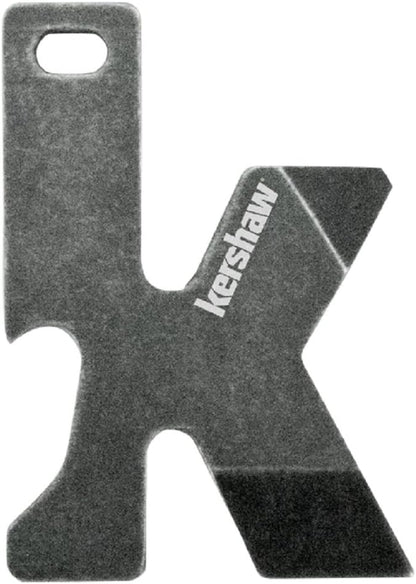 Kershaw K-TOOL Multi-Function Key Ring Tool (KTOOL); 2-Inch High-Performance 3Cr13 Stainless Steel Construction with BlackWash Finish, Bottle Opener, Flathead Screwdriver, and Lanyard Hole, 0.7 OZ