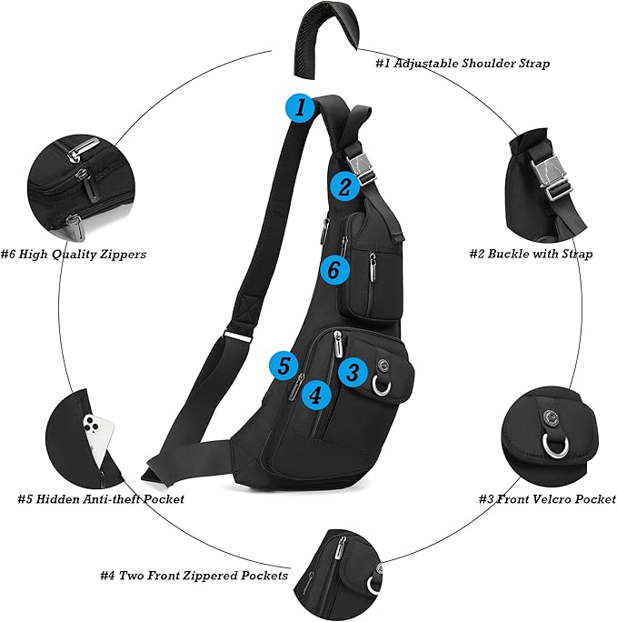 NICGID Sling Bag Chest Shoulder Backpack Crossbody Bags Casual Daypack for Men Women