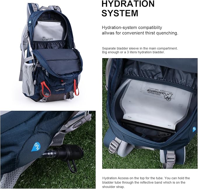 MOUNTAINTOP 40L Hiking Backpack Travel Daypack with Rain Cover for Outdoor Backpacking, Camping
