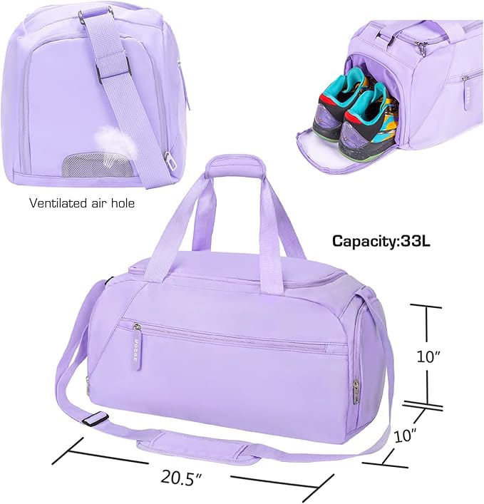ROTOT Gym Duffel Bag, Gym Bag with Waterproof Shoe Pouch, Weekend Travel Bag with a Water-resistant Insulated Pocket