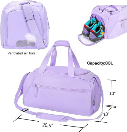 ROTOT Gym Duffel Bag, Gym Bag with Waterproof Shoe Pouch, Weekend Travel Bag with a Water-resistant Insulated Pocket