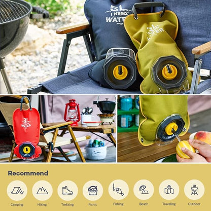 Camping Water Bag,Militaries Grade Material, Wide Mouth, Collapsibe Washable, Outdoor Camping Traveling, 1.3Gallon(5L)(MOUNTAIN GREEN)