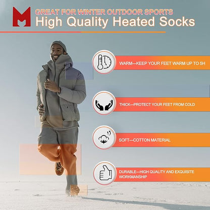Heated Socks, Battery Heated Socks for Men Women, Electric Heated Socks for Hiking, Skiing, Camping