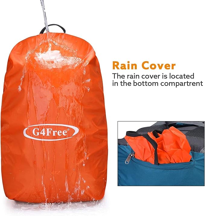 G4Free 45L Hiking Travel Backpack Waterproof with Rain Cover, Outdoor Camping Daypack for Men Women