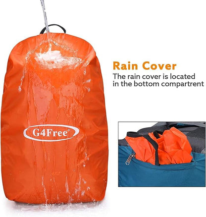 G4Free 45L Hiking Travel Backpack Waterproof with Rain Cover, Outdoor Camping Daypack for Men Women