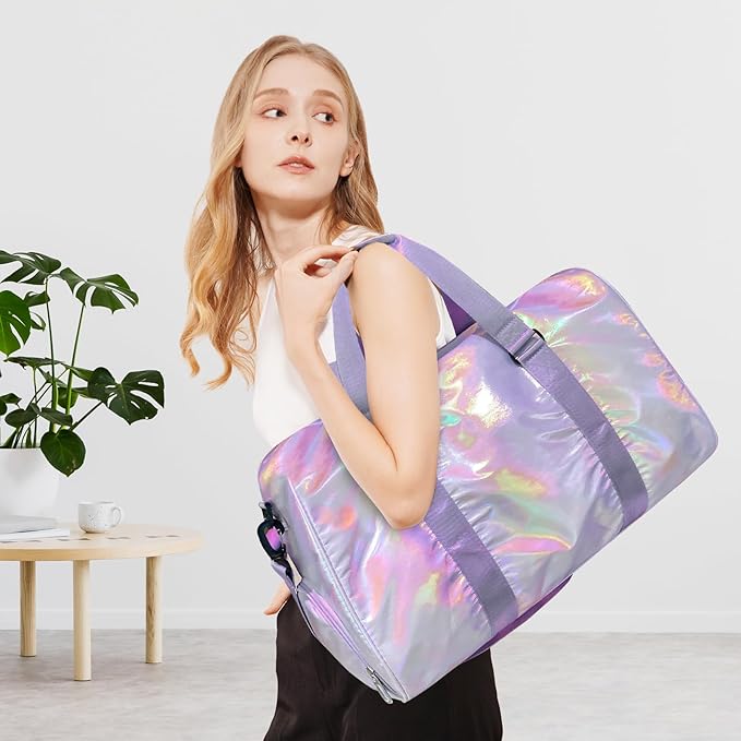 Yaopeing Gym Bag with Shoes Compartment,Sports Duffle Bag for Girls,Waterproof Travel Gym Tote Bags for Women,Purple