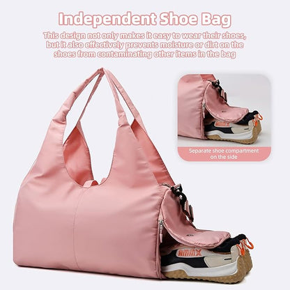 Gym Bag, Yoga Gym Bag for Women and Men, Carrying Workout Gear and Accessories, Shoe Compartment and Wet Dry Storage Pockets, Travel Duffle Bag Carry On Weekender Bag