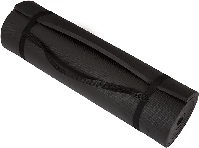 Extra-Thick Yoga Mat - Durable Comfort Non-Slip Foam Workout Mat for Fitness, Pilates, and Floor Exercises with Carrying Strap by Wakeman