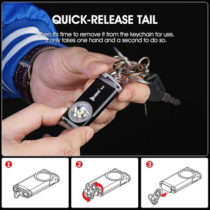 WUBEN G2 EDC Flashlight Rechargeable, Super Bright 500 Lumens Keychain Flashlight, 5 Modes LED Pocket Flashlight Compact, Small Mini Magnetic Work Light with Clip for Camping, Everyday Use (Black)