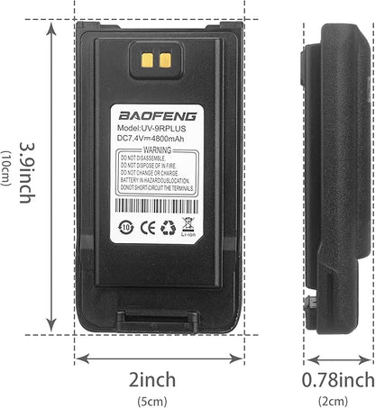 BAOFENG UV-9R Battery,4800mAh Type-C Charge BL-9 Li-ion 7.4V Replacement Radio Battery for UV-9R Plus Pro UV-9G BF-T57 GMRS-9R UV-XR USB-C Rechargeable walkie Talkie Battery (1Pack+USB-c car Charger)