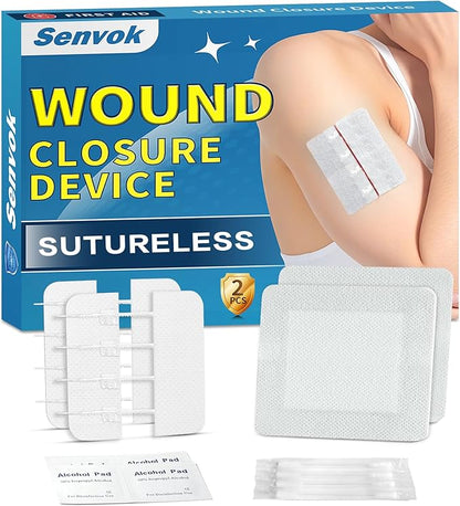 Zip Stitch Wound Closure Strips Extra Large | 2-Pack Stitchless Butterfly Bandages | Adjustable Tension for Painless Laceration Repair, Post-Surgery Care & Emergency First Aid