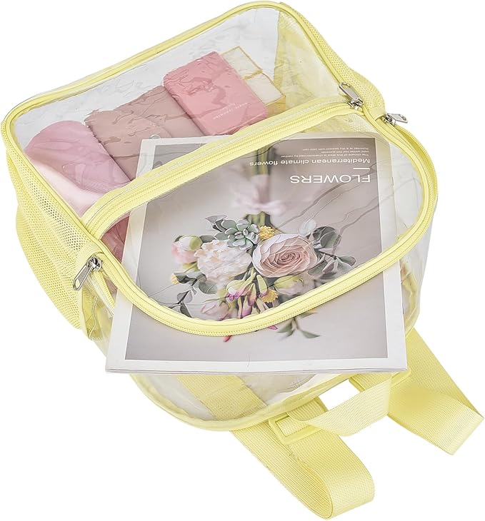 Oraben Clear Backpack for Stadium Events Clear Stadium Backpack 12x6x12 Bag (Nylon Shoulder Straps, Yolk Yellow)