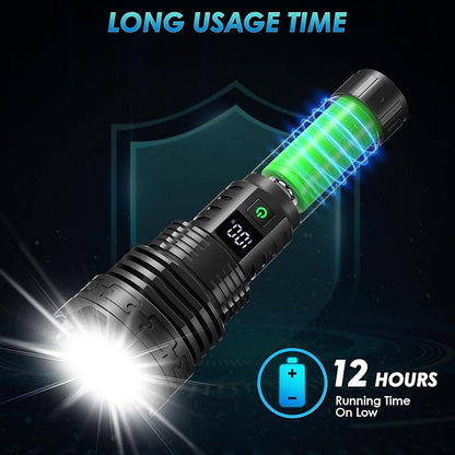 Rechargeable LED Flashlights High Lumens, 900,000 Super Bright High Powerful Flash Light,5 Modes, IPX7 Waterproof,Handheld Powerful Flashlights for Emergency Camping Hiking