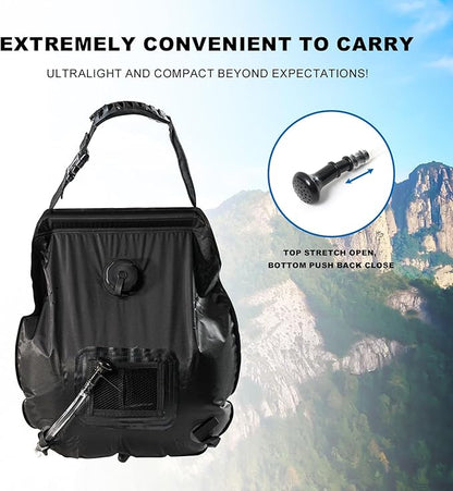 Camping Shower Bag, Solar Shower Bag 5-Gallon with Detachable Hose, Retractable Head Switch - Portable Shower for Camping Suitable for Camping, Hiking, Travel, Beach Swimming