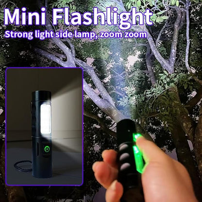 LED Flashlight high Lumen Rechargeable-Compact and Bright, with 3 Modes, Zoom-Waterproof Strong Mini Flash for Outdoor Camping, Walking, Emergency (2 Pieces)