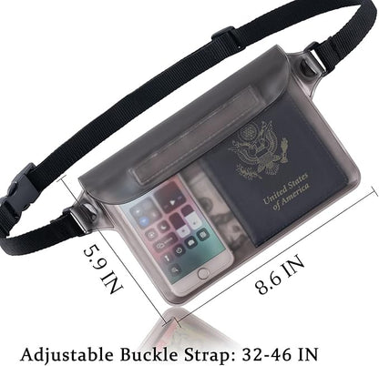 CADONO 2-Pack Waterproof Pouch with Adjustable Waist Strap | Screen Touch Sensitive Dry Bag, Keep Your Phone and Valuables Dry, Perfect for Swimming Kayaking Boating Fishing Beach Diving