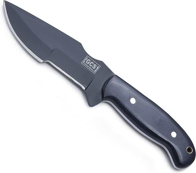 GCS Handmade Tracker Knife D2 steel Hunting and Knife with Micarta Handle Fixed Blade Survival Knife Right Hand Scout Carry leather Sheath for Hunting Camping and EDC GCS 304 Black