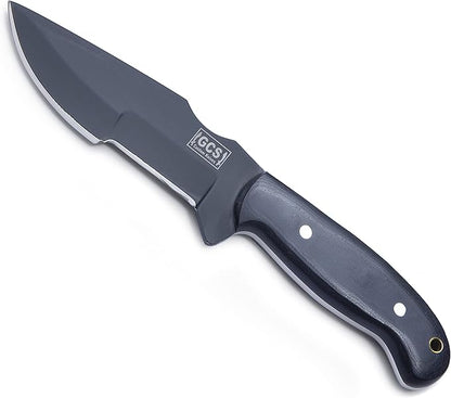 GCS Handmade Tracker Knife D2 steel Hunting and Knife with Micarta Handle Fixed Blade Survival Knife Right Hand Scout Carry leather Sheath for Hunting Camping and EDC GCS 304 Black