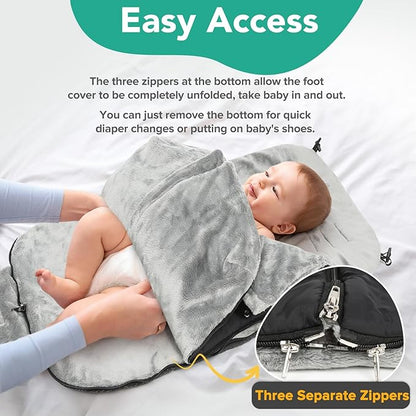 Warm Bunting Bag, Universal Stroller Cover for Winter Sleeping Bag Blanket Cold Weather, Waterproof Toddler Footmuff (Black, Large)