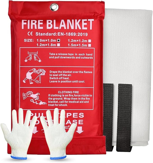 Emergency Fire Blanket for Home and Kitchen, 40"x40" Flame Suppression Fiberglass Fire Retardant Blankets for House Camping Grill Car Office Warehouse Emergency Survival Safety