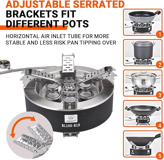 Bulin Camping Stove Burner 3500W/3800W/5800W/6800W/18000W Adjustable Ultralight Backpacking Stove Windproof Camp Portable Propane Stove for Camping Hiking Backpack Outdoor
