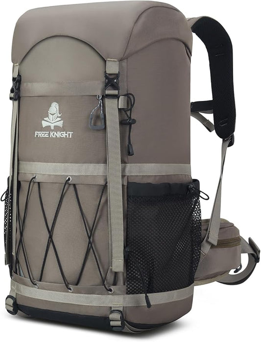 Bseash 40L Waterproof Hiking Backpack with Rain Cover, Outdoor Sport Travel Bag Daypack for Camping Climbing Skiing Cycling (Khaki)