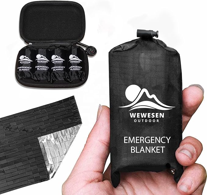 Mylar Emergency Blankets 4 Pack of Extra Large Thermal Foil NASA Designed Space Blankets for Camping, Hiking, Rescue, and Car Use - Reflective Heavy Duty Survival Blanket