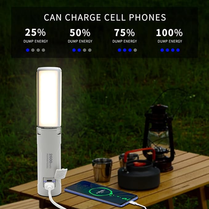 LED Multi-Function Camping Light，4-in1 Camping Flashlight，Rechargeable Camping Lantern with 750LM 6 Light Modes Water-Resistant,Waterproof Tent Lights