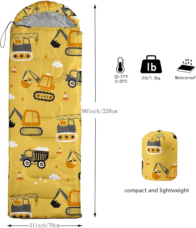Kids Sleeping Bag for Boys Girls,Cute Puppy Print-Lightweight Warm Portable Outdoor Indoor-Waterproof Cold Weather Resistant Sleeping Bag for Camping Hiking