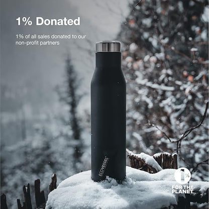 EcoVessel ASPEN Stainless Steel Water Bottle with Insulated Lid, Metal Water Bottle with Rubber Non-Slip Base. Wine Tumbler Reusable Water Bottle - 25oz (Coastal Mist)