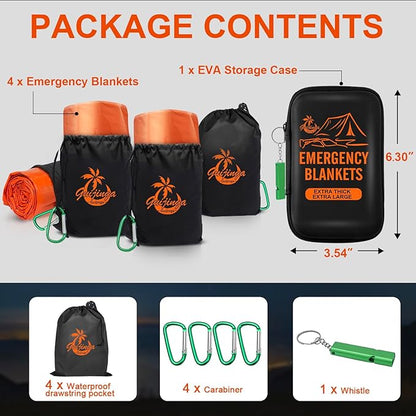 Emergency Blankets for Survival, 2-Pack/4-Pack Space Blankets, Gigantic & Extremely Thick Survival Blanket, Suitable for Outdoor Survival, Camping, and Hiking