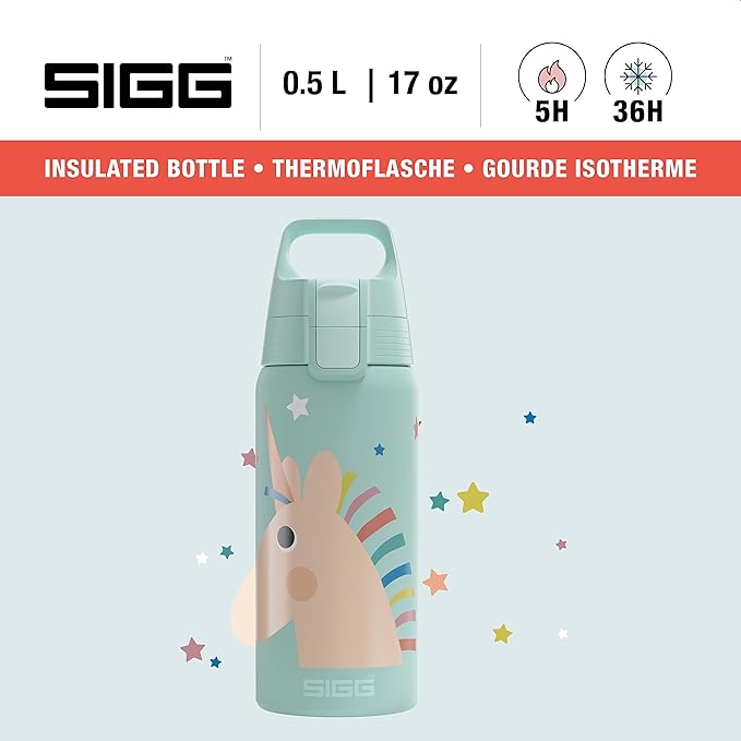 SIGG - Insulated Kids Bottle - Shield One Therm - For Carbonated Beverages - Dishwasher Safe - Stainless Steel - 17 Oz