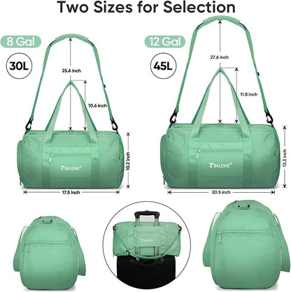 BALEINE Gym Bag for Women and Men, Duffel Bag for Sports, Gyms and Weekend Getaway, Waterproof Dufflebag with Shoe and Wet Clothes Compartments, Lightweight Carryon Gymbag (Green)