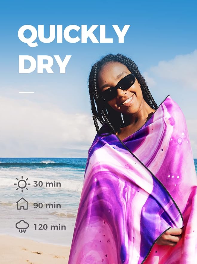 OCOOPA Microfiber Beach Towel Fast Drying, Extra Large 63" x 31" Sand Free Beach Towel Super Lightweight Towels for Swimming Pool, Camping, Picnic, Yoga Gym Sports