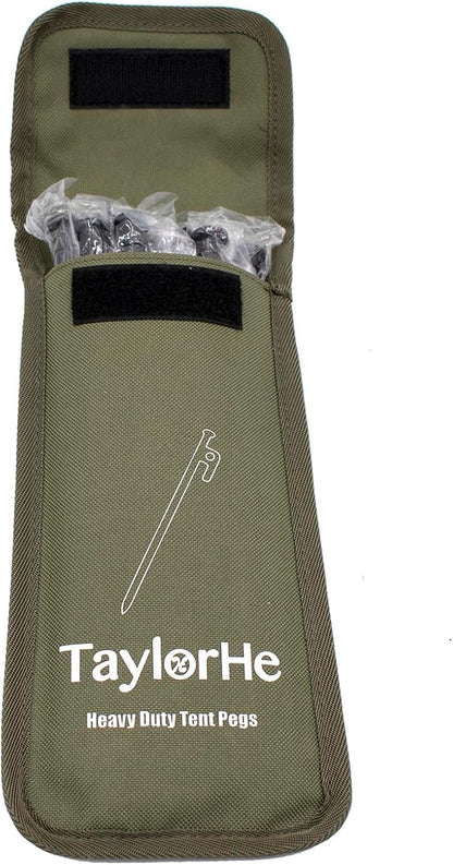 EXTRA STRONG Tent Stakes 12 Pack - 10inch Heavy Duty Tent Stakes with Carrying Pouch for Hard Ground Sandy Gravel Outdoor Travelling Hiking Camping