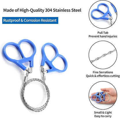 3 Pack Stainless Steel Wire Saw Emergency Saw Kit, Camping Wire Saw Mini Backpacking Saw, Cable Cutting String Bone Rope Saw, Travel Chainsaw for Wood Cutting Hiking Hunting (Plastic Handle)