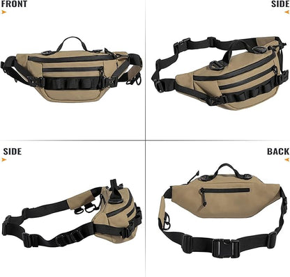 CamGo Tactical Fanny Pack for Men Women Military Waist Bag Molle Utility Hip Belt Pouch Crossbody Bags Bumbag for Cycling Hiking Walking Fishing Khaki