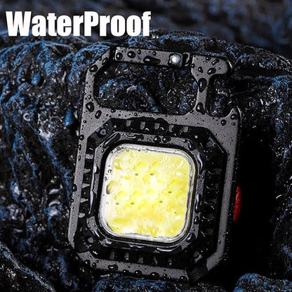 Cob Mini Keychain Flashlights 2000Lumen 7 Modes, Cob Light Rechagerable Light with Folding Bracket, Outdoor Flashlight as Bottle Opener and Magnet Base, Camping and Running (Traditional)