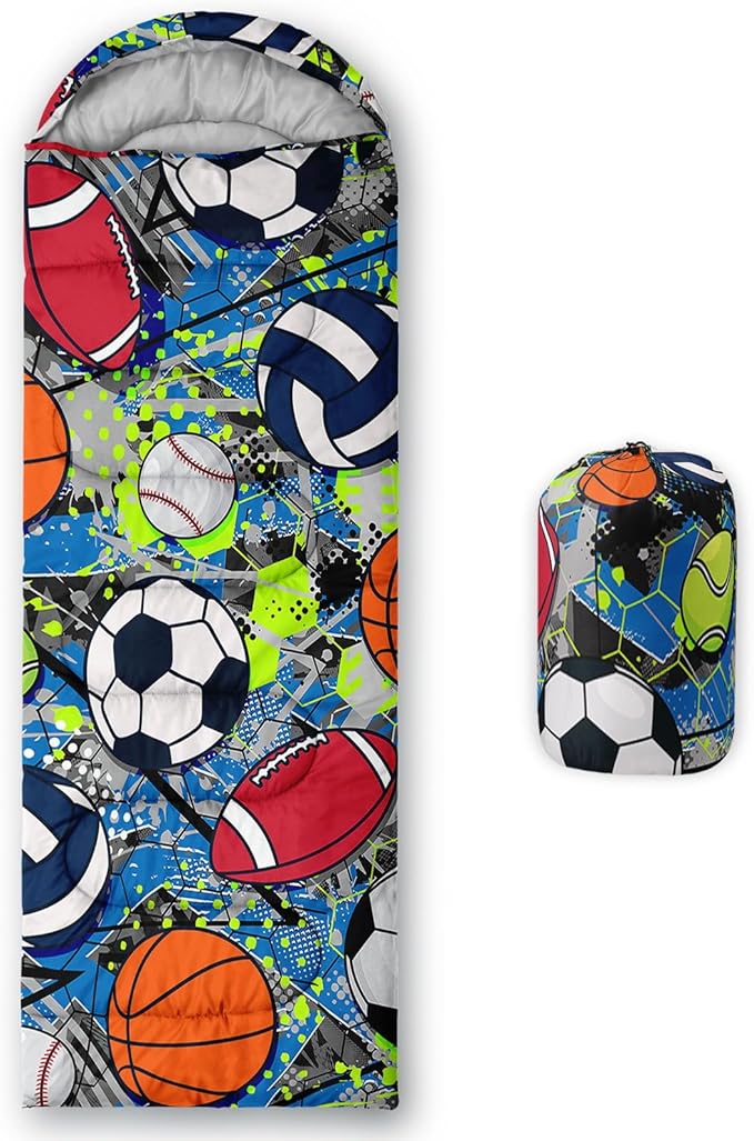 Kids Sleeping Bag for Boys Girls,Cute Puppy Print-Lightweight Warm Portable Outdoor Indoor-Waterproof Cold Weather Resistant Sleeping Bag for Camping Hiking