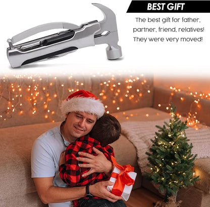 Fathers Gifts for Dad from Daughter Son WORLD'S BEST FATHER I MEAN FATHER Hammer Multitool Camping, 12 In 1 Pocket Multi Survival Tools Cool Gadgets Christmas Birthday Gifts for Men boyfriend