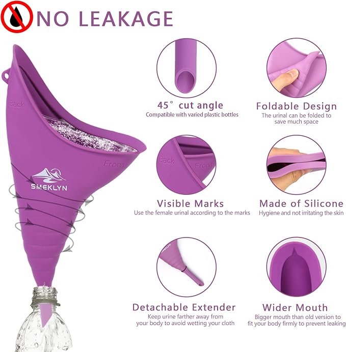 Female Urination Device Women Pee Funnel Reusable Silicone Urine Cup Female Urinal Post Surgery Pee Standing Up Perfect for Camping Hiking Travel Road Trip Accessories-Plus Size
