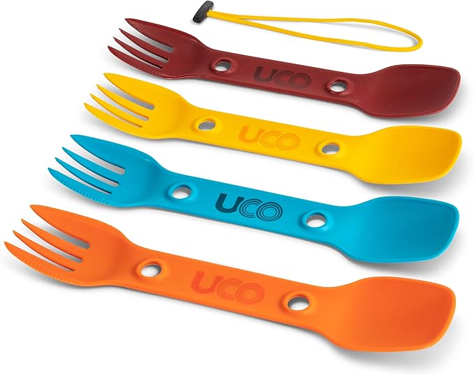 UCO Utility Spork 3-in-1 Combo Spoon-Fork-Knife Camping Utensil, 4-Pack