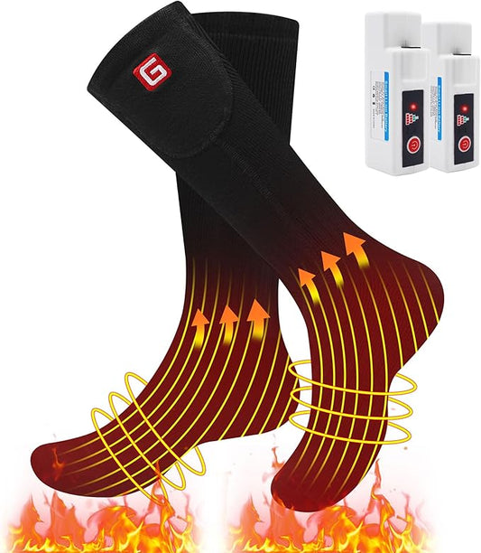 MMlove Heated Socks, Electric Socks Rechargeable Heated Socks for Men Women 3 Heat Settings Winter Thermal Socks, Indoor Outdoor Foot Warmers for Skiiing Hiking Camping Fishing Working