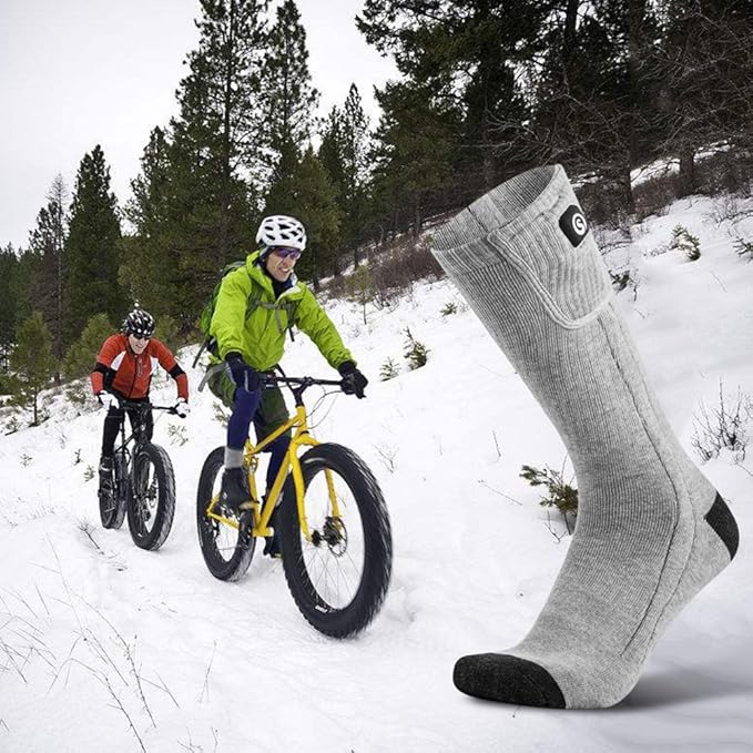 Heated Socks for Men Women, SAVIOR HEAT Electric Rechargeable Battery Thick Long Ski Socks for Winter Cold Weather Hunting Hiking Camping Skating Motorcycle Cycling Fishing