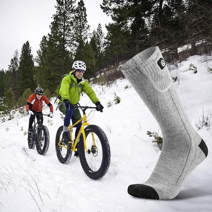Heated Socks for Men Women, SAVIOR HEAT Electric Rechargeable Battery Thick Long Ski Socks for Winter Cold Weather Hunting Hiking Camping Skating Motorcycle Cycling Fishing