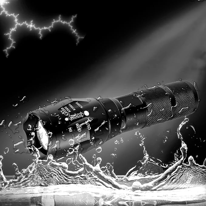 LED Flashlight Bright Tactical Flashlight Zoomable 5 Modes for Emergency Camping Outdoor Use