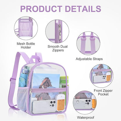 USPECLARE Clear Backpack Stadium Approved 12X11x6, Waterproof Clear Bag Stadium Backpack for Concert Work Sport Event