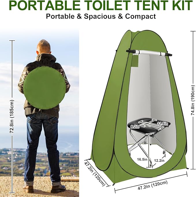 BLIKA Portable Toilet Kit for Adults, Instant Pop Up Privacy Tent
