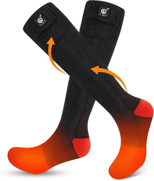 SNOW DEER Heated Socks for Men Women, 7.4V Rechargeable Battery Electric Socks, Heated Ski Socks for Hunting Fishing Camping Hiking Skiing Foot Warmer